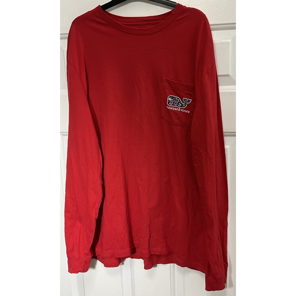 Vineyard Vines Red Whale's Christmas Soft Long Sleeve Holiday Shirt Men's XL